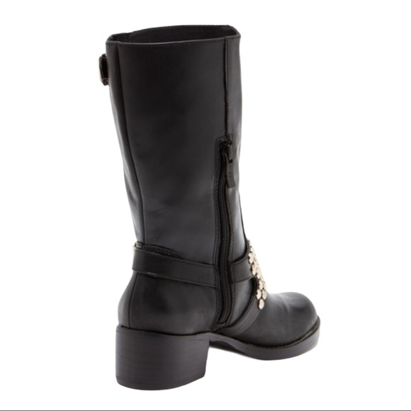 BCBGeneration Halen Black Stud Buckle Zipper Boot - Picture 4 of 12